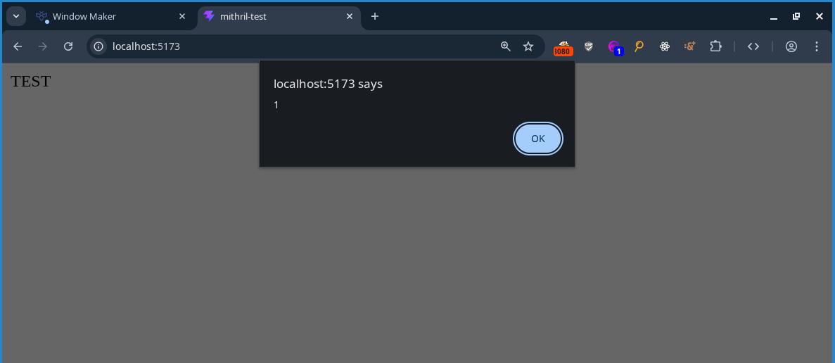 alert popped on test page again
