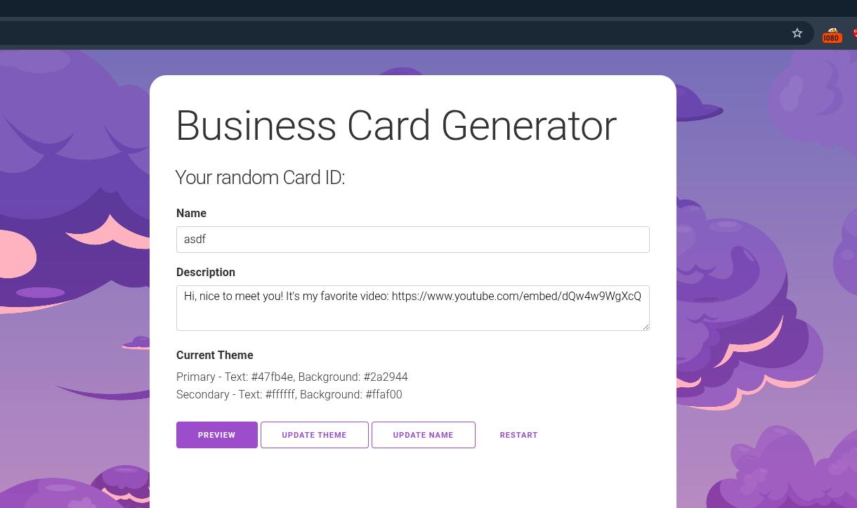 card generator page
