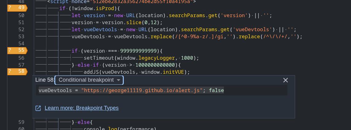 Conditional breakpoints